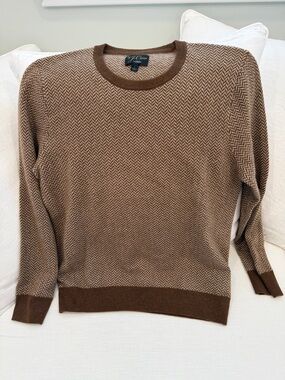 J. Crew Men's Two-Tone Brown Herringbone Crewneck Sweater